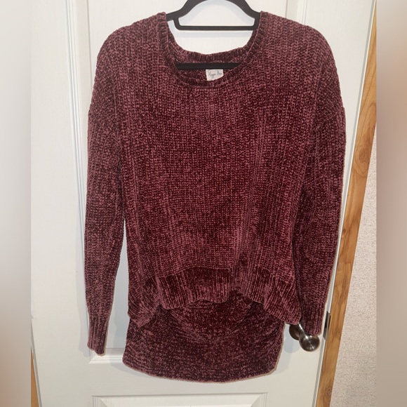 Hippie Rose Sweaters - Hippie Rose Maroon Chenille Sweater